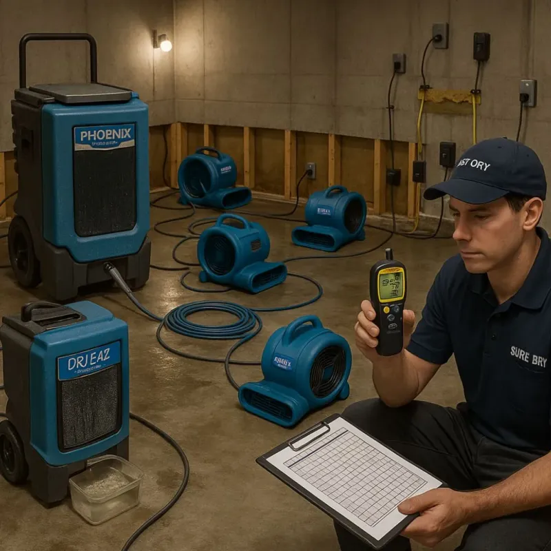 Structural Drying and Dehumidification process in Bowleys Quarters, MD